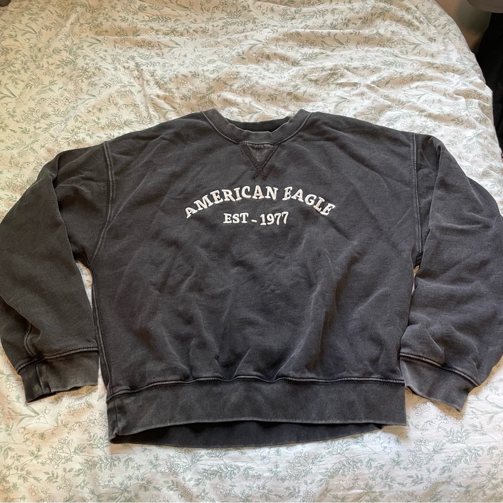 American Eagle washed black crewneck sweatshirt
